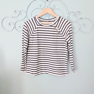 Striped Long Sleeve Top with Button Detail